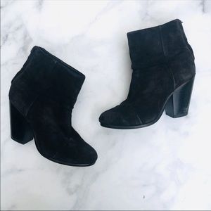 Rag & Bone Black Suede Heel Ankle Booties Boots